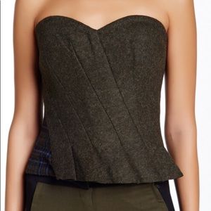 NWT LAMB pleated bustier night out top olive wool